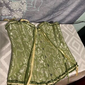 Elegant Green Corset with Ribbon Accents